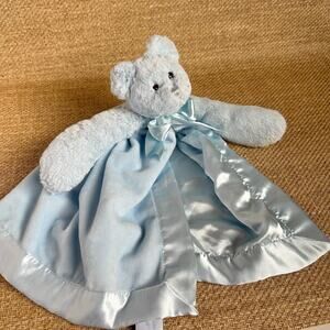 Berrington Baby Blue Bear Security Blanket Lovey Satin Trim
